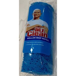 Mr Clean Roller Mop Refill Classic Blue Absorbent Scrubbing Sponge 2016 Disc NEW